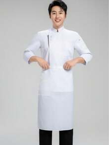 Men's White Chef Jacket, Non-Pilling, Non-Shrinking, Easy Care, Professional Catering Uniform Top