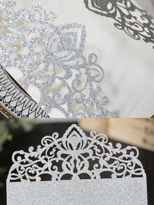 20/40pcs Gold Glitter Hollow Rose Shaped Wedding Invitations With Envelopes And RSVP Cards, Pre-Tied Satin Ribbons, For Wedding Anniversary, Bridal Shower, Engagement Party, Banquet Invitation - Multicolor - View 9