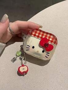 Sanrio 1个格子蝴蝶结小猫图案第四代无线蓝牙耳机保护套（两侧随机附赠挂绳）