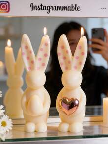 Molde para huevos con forma de corazón y orejas de conejo, resistente al calor, flexible, fácil de limpiar, para manualidades con velas, yeso, resina y decoración navideña - Blanco - Ver 5