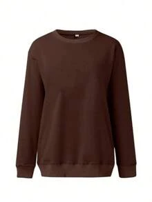 Plush Brushed Fleece Sweatshirt For Women - Relaxed Fit Fall Winter Top Women's All-Day Comfort Crew Neck Pullover - Soft Stretch Long-Sleeve Sweatshirt Wrap-Me-Up" Soft Crew Neck Sweatshirt | Women's Lazy-Day Essential (Multiple Hues) Dreamy Soft Crew Neck Pullover - Women's Versatile Casual Sweatshirt For Cool Days Women's Super Soft Crew Neck Sweatshirt - Warm Long-Sleeve Pullover (6 Colors) Relaxed Fit Brushed Fleece Sweatshirt - Women's Comfortable Fall Winter Top  Casual    Daily  Home - 棕色 - 查看 4