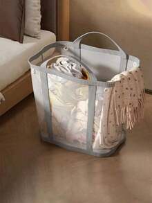 多功能可折叠网状洗衣篮，带提手 - 便携式收纳袋，节省空间，适用于衣物收纳，居家、洗衣房、浴室、房间、宿舍、旅行 - 长方形，洗衣房配件 - 彩色 - 查看 8