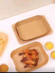 200张一次性空气炸锅烘焙纸垫，长方形，厨房配件，不粘烘焙纸，适用于双面空气炸锅，空气炸锅配件，防油防水，空气炸锅纸垫