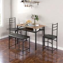 HOMCOM 4-Piece Dining Set, Table And 2 Chairs, Bench, Space-Saving Set, Ideal For Small Rooms, Kitchen, Dining Room, Brown