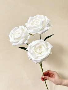 MEHELANY 1 szt. 2,23 stopy (ok. 68 cm) Sztuczny biały kwiat róży, 3 główki kwiatowe, długa łodyga jedwabnej róży, nadaje się do domu, na wesele, do dekoracji ogrodu, do samodzielnego układania kwiatów, do dekoracji wazonu, jako tło łuku ślubnego na wiosnę, na Walentynki, Dzień Matki, może być używany jako prezent - Wielokolorowe - Zobacz 4