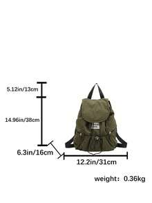 Large Capacity Fashionable Plaid Multi-Pocket Nylon Casual Backpack, Waterproof Lightweight Foldable Drawstring Patch Letter Travel Bag, Summer