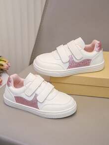 1 par de zapatillas de moda unisex para niños, zapatos deportivos para exteriores y escuela en primavera/otoño, zapatos sin cordones de PU, zapatos para bebés/niños pequeños para todas las estaciones, recomendados para Ramadán, Eid Al-Adha y regreso a la escuela - Rosa - Ver 3
