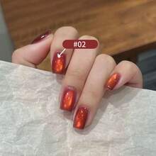 10毫升/瓶 秋冬磁性猫眼指甲油凝胶，2026新款闪粉火焰紫金红猫眼指甲油凝胶，法式美甲，红色美甲，圣诞美甲 - 彩色 - 查看 7