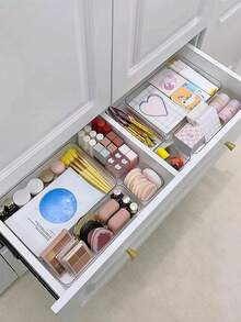 Bộ 1/4/8 hộp đựng đồ trong suốt đơn giản, hộp đựng vật dụng nhỏ, hộp đựng mỹ phẩm và dụng cụ trang điểm, hộp sắp xếp ngăn kéo. - Trong sáng - Xem 7