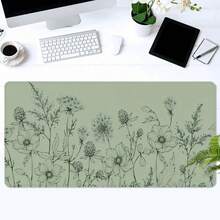 1pc Minimalist Bohemian Style Desk Mat, Sage Green Desk Pad, Large Floral Mouse Pad, Extra Large Extended Desk Mat, Cute Minimalist Computer Pad, Soft Wrist Rest Mouse Pad, Back To School Supplies, Halloween Office Supplies, Desk Accessories, Desk Mouse Pad - Multicolor - View 7