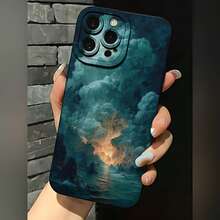 2026 nueva funda de teléfono esmerilada, funda de teléfono con impresión de paisaje de nubes, cielo, océano y atardecer para iPhone 17 14 13 12 11 Pro Max y  Galaxy S23 S22 S21 S20 S10 S9 S8 Plus, funda protectora para teléfono, regalo de pareja para novio y novia, regalo de San Valentín y cumpleaños - Negro - Ver 2