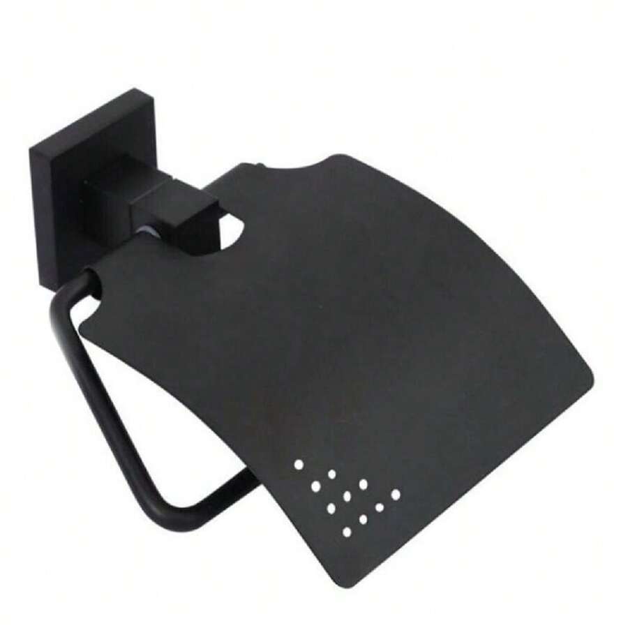 OISE ART STORE Porta Rotolo Carta Igienica A Muro Con Coperchio Basculante Acciaio Nero 79981 - - Multicolore - Visualizzare 1