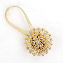 1/2pcs Magnetic Curtain Clips, Golden Crystal Flower Curtain Decor No Drill, Curtain Clips With High Elastic Spring Wire, Home Decor - Multicolor - View 8