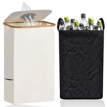 OrdoVault 1/2pcs Extra Large Reusable Grocery Tote Bag, Large Bottle Holder, Foldable Bamboo Kitchen Deposit Bottle Storage Box - Black - Multicolor - View 17