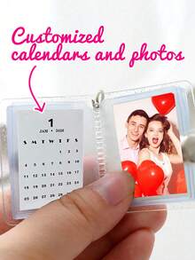 1pc Customized New Year Calendar Photo Album, Calendar Card Customization / New Year / Valentine's Day / Thanksgiving / Anniversary / Couples / Sisters / Mother-Daughter, Customized Portable Photo Album / Loose-Leaf Photo Album, Customized Gift Photo Album, Anniversary / Birthday / Halloween / Thanksgiving / Christmas / New Year / Gift Memento - Multicolor - View 3