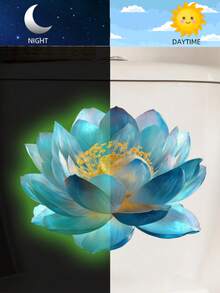 BRUP 1pc Green Light Luminous Lotus Toilet Sticker, Lifelike Plant-Themed Sticker, Removable Self-Adhesive PVC Sticker, Suitable For Toilet Lids And Water Tanks In Bedrooms And Bathrooms, Creative Luminous Sticker