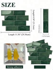 Waterproof Brick Pattern 2D Textured Wall Panels DIY Tiles,Removable Self Adhesive Wall Tile Sticker Kitchen Bathroom Backsplash For Festival Layout - Dark Green - View 2