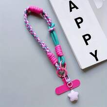 1条时尚可拆卸二合一手带/腕带，带扣环和星星吊坠，男女通用手机挂绳，多功能手机壳配件 - 彩色 - 查看 3