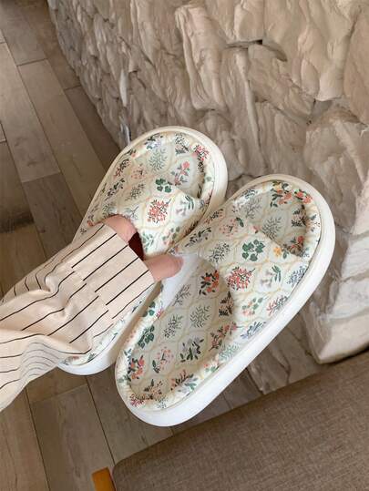 XIXITIAO 1双时尚菱形花卉图案拖鞋，优雅轻便舒适软底女士拖鞋，适合所有季节
