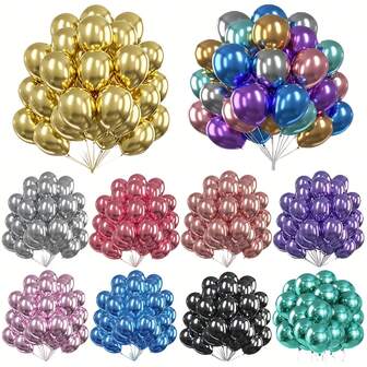20pcs 10-Inch Chrome Metal Balloons Set, Metal Balloons For Anniversary, Wedding, Birthday Party Decor, Halloween, Christmas Decor, Floating Party Latex Balloons