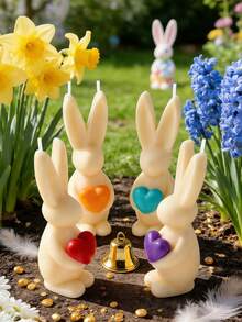 Molde para huevos con forma de corazón y orejas de conejo, resistente al calor, flexible, fácil de limpiar, para manualidades con velas, yeso, resina y decoración navideña - Blanco - Ver 2