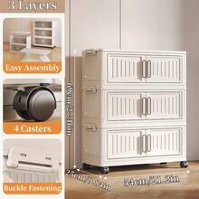 Collapsible Stackable Storage Bins With Lids - Versatile Toy Storage Containers & Plastic Storage Containers For Garage Storage, Aesthetic Home Decor Organization System For Bedroom Bathroom Kitchen Office Dorm, Foldable Storage Bins For Clothing Shoes Books Daily Essentials & Travel Use - 白色 - 查看 8