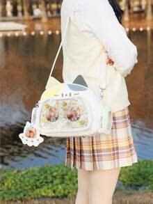 1 chiếc Balo mèo hoạt hình Y2K dễ thương, Túi JK hội nghị hoạt hình chất lượng cao Kawaii có móc khóa hình chân mèo, Túi trong suốt để trưng bày tượng nhỏ, Túi Ita tự làm, Balo du lịch tối giản sang trọng, Dây đeo có thể tháo rời cho túi đeo vai/đeo chéo, Đa năng khi đi làm, sinh viên, mua sắm, tiệc tùng, trưng bày đồ hoạt hình, du lịch và nhiều hơn nữa - Nhiều màu - Xem 11