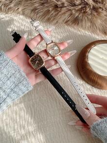 1pc Square Belt Women's Quartz Watch Exquisite And Compact Suitable For Daily Matching With Birthday/Graduation Gifts And Gathe