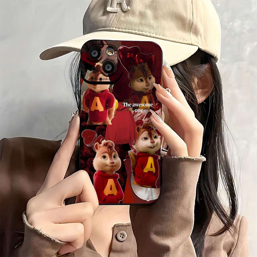 Adorable funda con capucha de ardilla, compatible con teléfonos , 17, 16 Pro Max, 15 Pro Max, 13 y 12. Fabricada en TPU, ofrece protección contra golpes y caídas. Ideal para familiares, amigos, celebraciones de cumpleaños y regalos divertidos para niños. Perfecta para compartir alegría durante el otoño y otras ocasiones festivas. - Negro - Ver 1