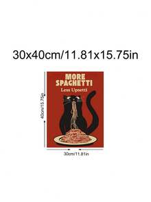 1幅“饿猫意大利面”图案海报，幽默海报，趣味厨房墙饰，复古趣味浣熊意大利面海报，幽默厨房墙饰，节日礼物，卧室装饰，客厅装饰，办公室装饰，餐厅装饰，墙饰，家居装饰，房间装饰，帆布墙饰，海报，带框墙饰，可选画框 - 彩色 - 查看 13