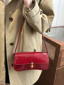 Underarm Bag, Baguette Bag, Handbag, Shoulder Bag, Versatile Design - Red - View 5