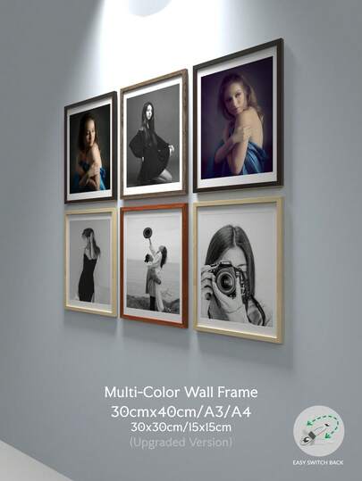 30x40/30x30/A3/A4 Upgraded Collage Gallery Photo Frames For Wall, Multi-Color Wood Grain Picture Frames With Rotating Clips, Black/Brown/Gray/Wood Color, Classic/Simple/Cottagecore/Retro/All-Match (No Photo Paper)