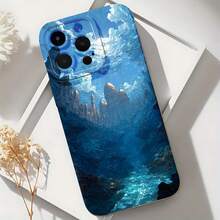 2026 nueva funda de teléfono esmerilada, funda de teléfono con impresión de paisaje de castillo submarino para  17 15 Pro Max  17 14 Pro  17 13  Galaxy S23 S22 S21, carcasa de protección para teléfono, funda de pareja, regalo para novio o novia, presente de vacaciones - Blanco antiguo - Ver 6