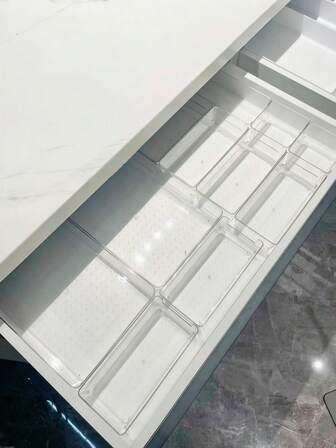 12ชิ้น กล่องเก็บเครื่องสำอางลิ้นชัก/เดสก์ท็อป, กล่องเก็บของบนโต๊ะเครื่องแป้งแบบใส, ที่เก็บเครื่องประดับและของชิ้นเล็กแบบหลายช่องป้องกันการหล่น, กล่องเก็บของที่สวยงาม