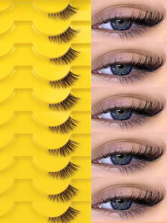 NAIJEMA 10 Pairs Natural Half-Eye Cat Eye Transparent False Eyelashes, Fluffy Lightweight 3D Faux Mink Eyelash Set, Soft Strappy False Eyelashes - Suitable For Cosplay Fake Eyelashes, Lashes, Faux Lashes, Half-Eye Lashes