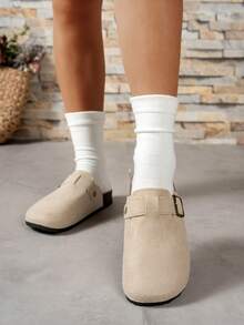 时尚舒适的休闲凉鞋，室内/室外拖鞋，设计 - 米色 - 查看 3