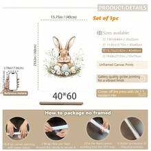 1PC Canvas Wall Art_Nursery Decor Printed Rabbit Burrow Motif, Watercolour Easter Art, Rabbits With Flowers, Spring Blossoms, Farm Animals, Easter Egg Design, Rabbit Garland - Framed Nursery Wall Art Perfectly Suited For Children's Room Decor, Playroom Decor Children's Room Decor Nursery Decor Daycare Decor Girls' Bedroom Girls' Room Decor Children's Room Decor Boys' Bedroom Boys' Room Decor Girls' Bedroom Decor