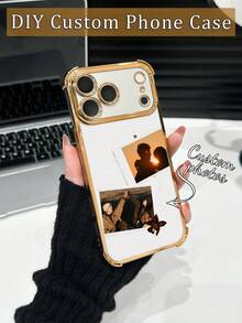 1 carcasă de telefon personalizată cu 2 fotografii, din TPU transparent electrolizat, anti-cădere, cu 4 colțuri, compatibilă cu Apple 17 Pro Max/16 Pro Max/15 Pro/14 Plus/13/12/11/XR/XS MAX și S25 Ultra/S24 Ultra/S23 Ultra/S22 Ultra/S21 Ultra/S21 Plus/S21 FE/S20 FE, la modă, colorată, drăguță, distractivă, minimalistă, model kawaii personalizată, unică, cadou ideal pentru iubit, prietenă.