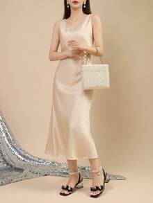 Women's Fashion Floral Crystal Chunky Heel High Heels, Fairy Style Faux Pearl Beaded Shoes,Spring Summer Outfits - Black and Red - View 6