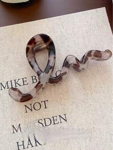 3/1 pieza Clip de pelo con agarre súper grande de estilo retro de Hong Kong con onda, clip de volumen de pelo grande, clip de pelo con patrón de leopardo de moda para mujer, accesorios de pelo elegantes, pinza de pelo casual - Multicolor - Ver 4