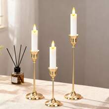 12个/6个/3个/1个铁质锥形烛台，装饰烛台 - 适用于婚礼、餐厅、派对、壁炉装饰，圆柱形烛台，适用于婚礼、家居装饰、节日派对、庆典装饰 - 金色 - 查看 12