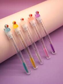 1/5/10支装可爱透明鸭子睫毛刷，睫毛延长螺旋刷，便携式管状睫毛刷，水晶柄刷 - 彩色 - 查看 10