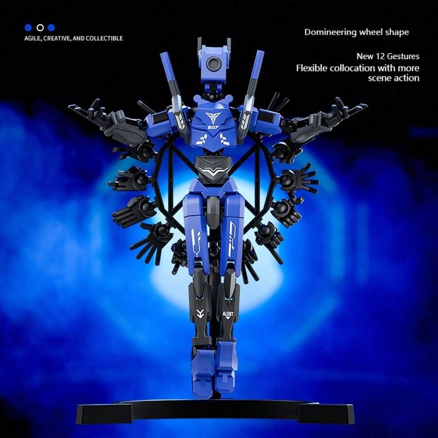 跨境酷炫机甲可动人偶，DIY组装机械机器人，多姿势解压人偶，摆件装饰，超棒DIY机器人饰品，男孩礼物，节日礼物，生日礼物，独特机器人装饰 - 彩色 - 查看 1