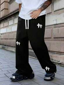 Men's Casual Sweatpants, Loose Straight-Leg Fit, Draping Effect, Suitable For Lounging And Outdoor Activities. Also Makes A Great Couples Gift. Made Of 100% Polyester Fabric, With Drawstring Waistband For Adjustable Fit, Available In Multiple Colors.