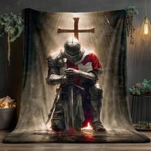 1 Piece Medieval Blanket - Medieval Castle Decoration, One-Knee-Knocking Pattern - Soft Flannel Bedspread - 280g Lightweight All-Season Sofa, Bed, Camping, Office Throw Blanket - History And Fantasy Enthusiasts - Dark Tone Home Decor (Brown//Black/White/Beige) - Digital Printed Fleece Fabric With And Shield Design - Suitable Living Room And Travel Use