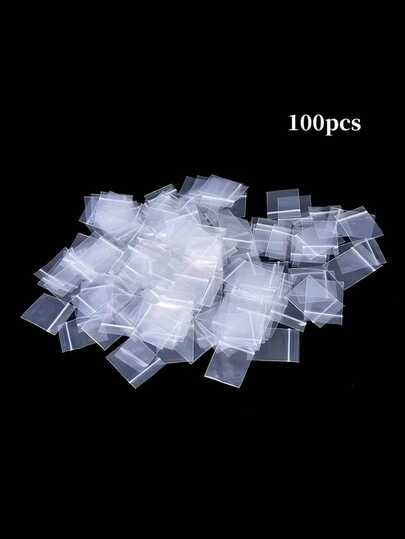 100pcs Reusable Clear Jewelry Bags, Self-Sealing Bags And Zipper Bags; Various Mini Self-Sealing Bags For Jewelry Packaging And Storage; Dust-Proof, Waterproof, Moisture-Proof, Good Sealing Performance, Making Your Life More Convenient; Suitable For Powder Packaging, Electronic Chip Sample Bags, Jewelry Necklace, Ring And Bracelet Storage Bags, And Daily Home Storage Bags.