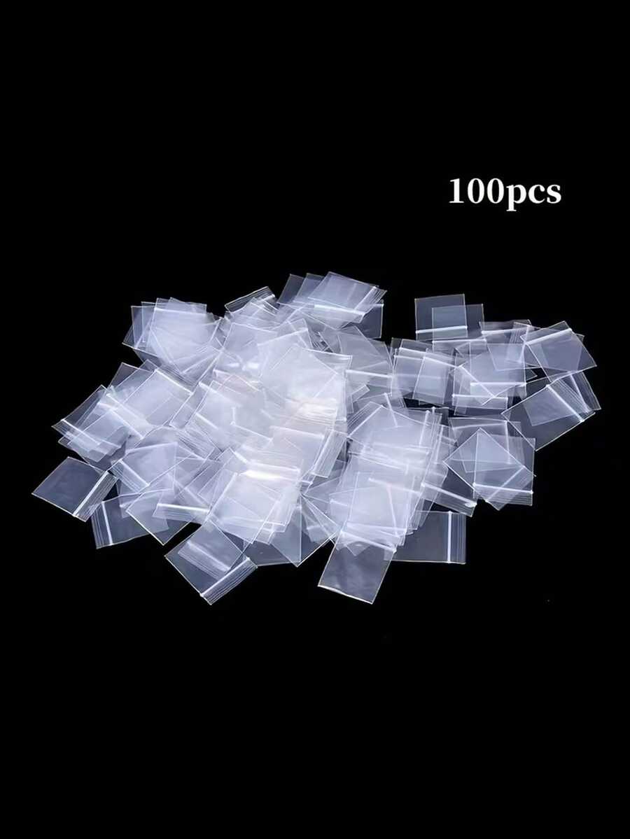 100pcs Reusable Clear Jewelry Bags, Self-Sealing Bags And Zipper Bags; Various Mini Self-Sealing Bags For Jewelry Packaging And Storage; Dust-Proof, Waterproof, Moisture-Proof, Good Sealing Performance, Making Your Life More Convenient; Suitable For Powder Packaging, Electronic Chip Sample Bags, Jewelry Necklace, Ring And Bracelet Storage Bags, And Daily Home Storage Bags. - Multicolor - View 1
