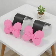 2pcs Cute Bowknot Car Seat Back Hooks Multifunctional Rear Seat Organizer For Hanging Handbags/Wallets/Umbrellas/Grocery Bags Space-Saving Creative Car Interior Accessories Fits Most Vehicles - Pink Bow - View 5