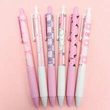 6pcs/Set Lightweight Pink Bow Ballpoint Pens, 0.5mm Fine Tip, Smooth Writing, Suitable For Office, Classroom, Adults, Home Office, Family, Education, Exams, Neutral Ink Pen Set, Holiday Stationery Gift, Back To School Gift - Multicolor - View 1