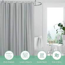 KTMOUW Cortina de Baño, Cortinas de Ducha 180x180cm Impermeable, Tela Lavables con 12 Ganchos Plegable Secado Rápido Cortinas para Duchas de Baño y Bañeras,(Gris) - Multicolor - Ver 7